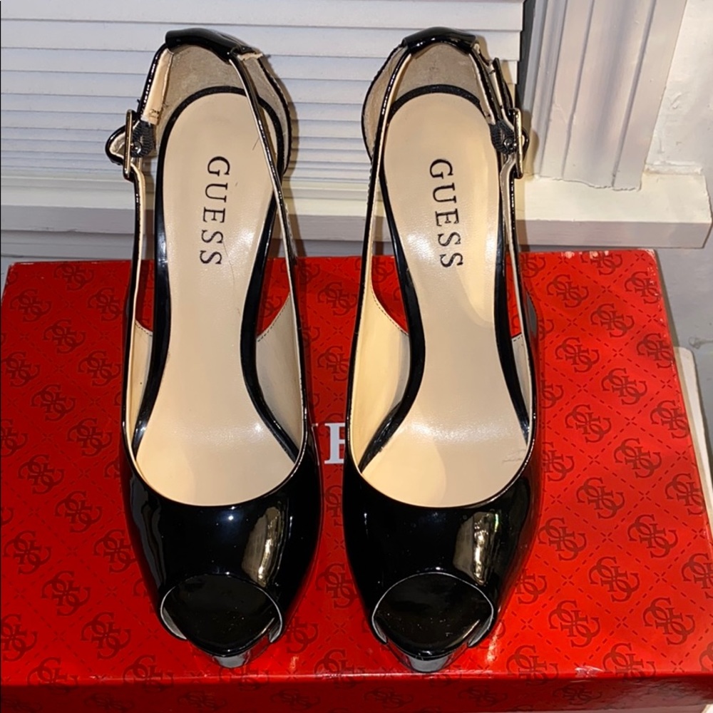 GUESS Patent Leather peep toe Heels